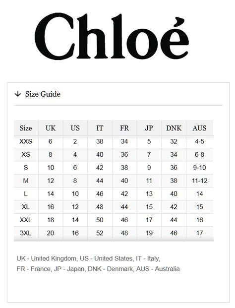 chloe shoe size chart